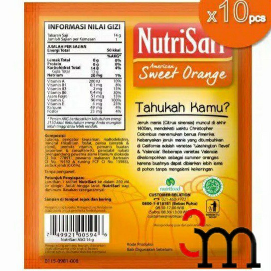 

02 Nutrisari - American Sweet Orange (1 Renceng = 10 Sachet) Ds51Ghg