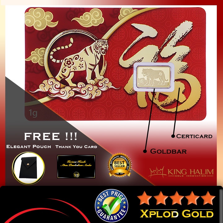 Emas King Halim 1 Gram Tiger Gold Logam Mulia Spesial Imlek 2022 Kinghalim 1Gram Versi Tiger Shio Ma