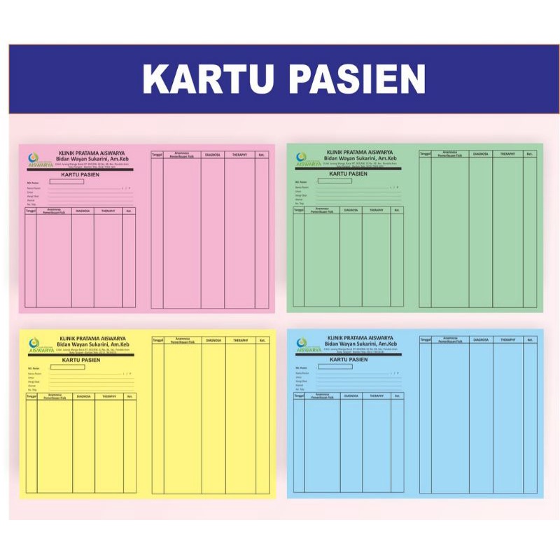 

Kartu pasien / Kartu rekam medik kartu berobat ukuran A5 (14,8 × 21 cm) kartu status pasien