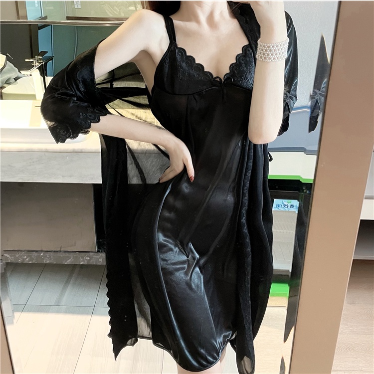 Dress Sweet Import Hitam French Cute Dress Santai Dress Seksi  Baju Tidur Wanita