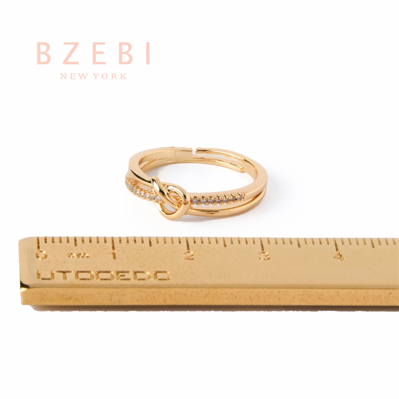 Bzebi Cincin Emas 18k Model Simpul Tali Adjustable Hias Berlian Imitasi 789r