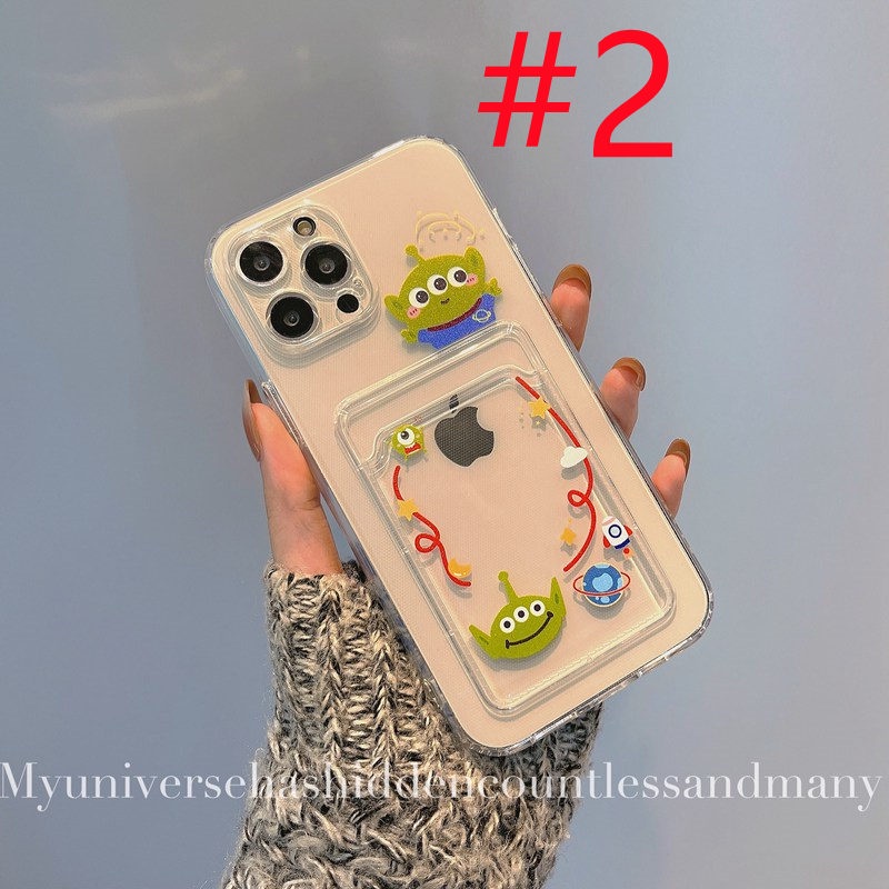 Cartoon Straberry Bear Card Bag Soft Case iPhone 6 6S 7 8 + Plus X XR XS Max 11 12 Pro Max SE 2020 Clear Casing Xiaomi Redmi 9A 9C 9T Note 8 Pro