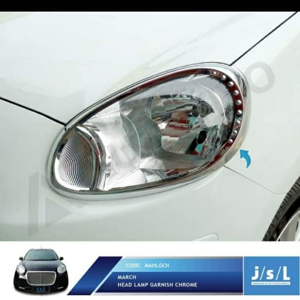 Garnish Lampu Depan Nissan March / Head Lamp Garnish Chrome