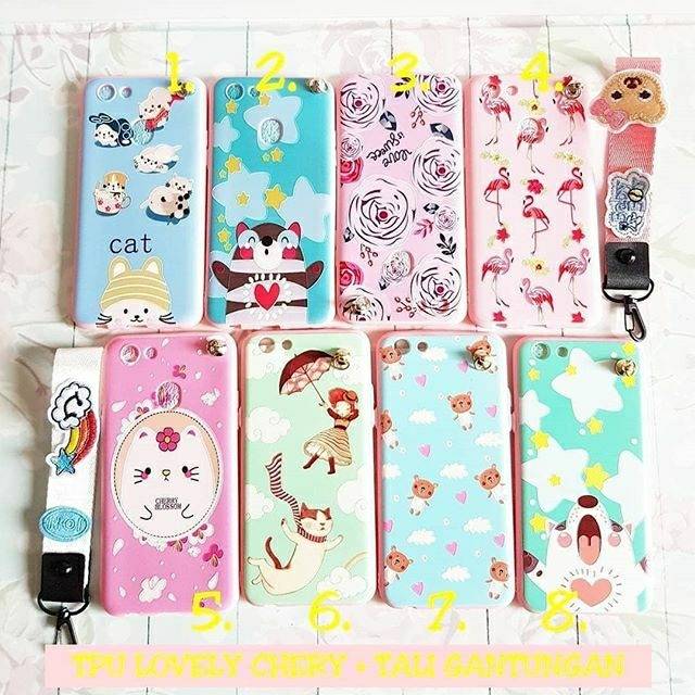 SALE Tpu cherry tali gantungan-iphone 5 5s oppo f3 f5 redmi 5a j7pro a8 2018