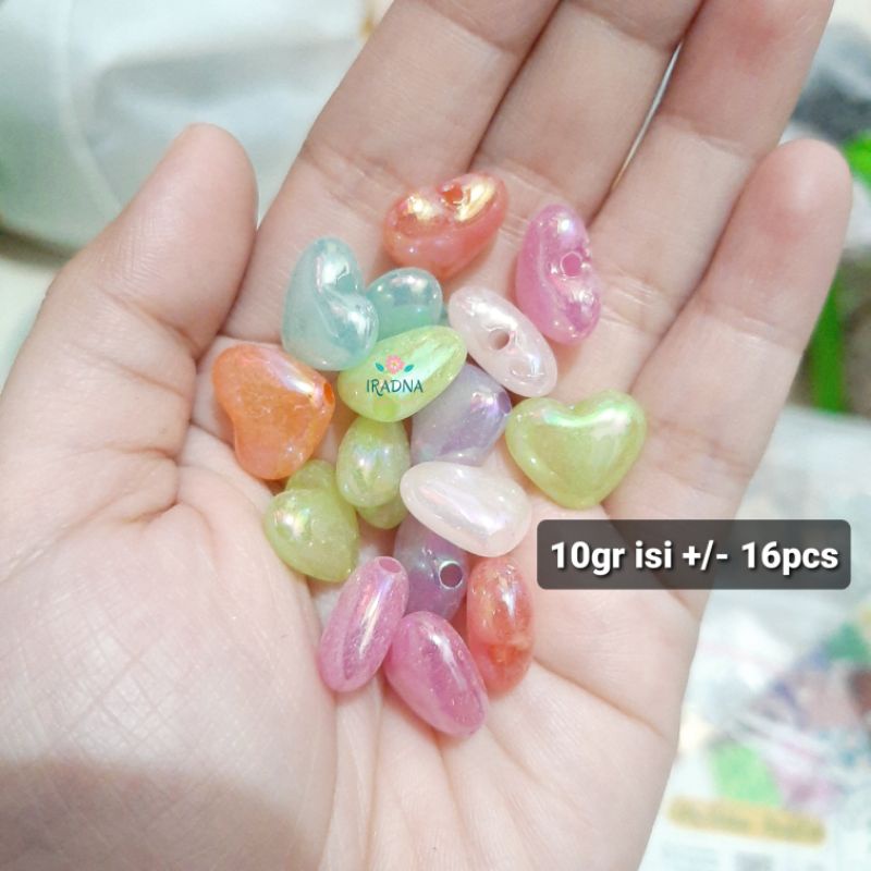 (10gr) Manik Pelangi AB Warna Bulat Bintang Kelopak Love