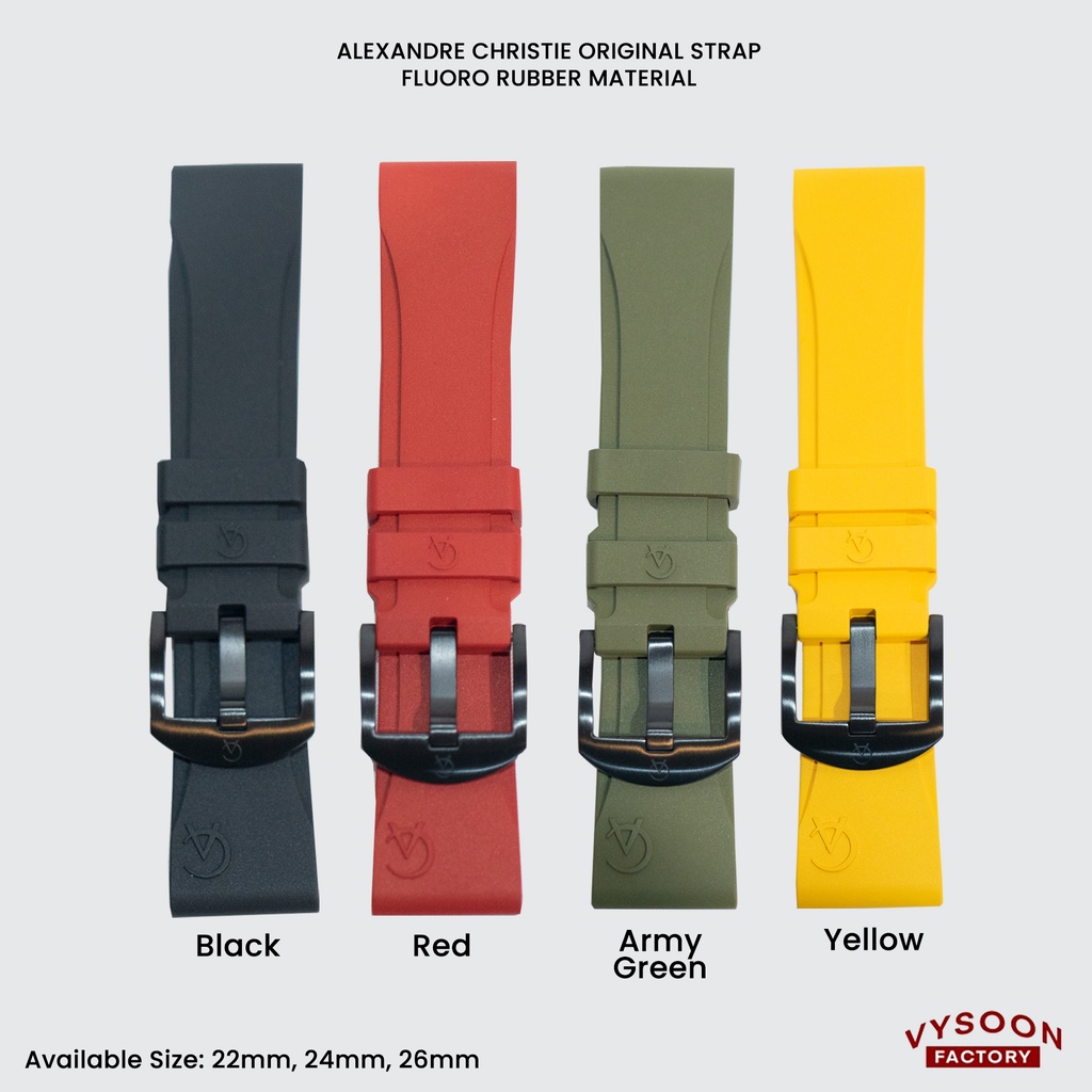 Strap Rubber Tali Jam Alexandre Christie AC 22mm 24mm 26mm Original
