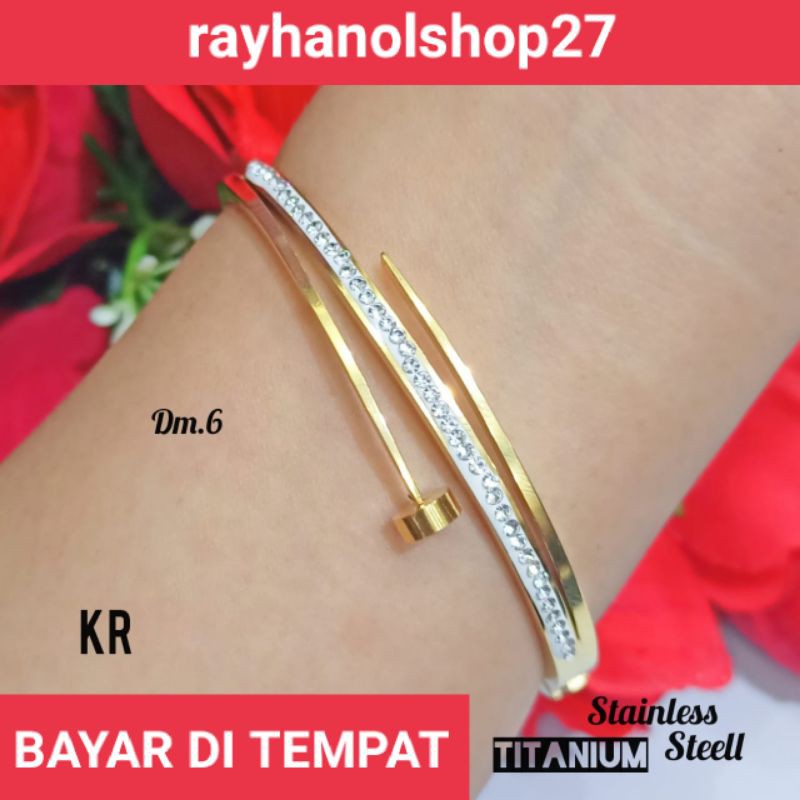 PERHIASAN WANITA TITANIUM ASLI ANTI LUNTUR ANTI KARAT 24K WARNA GOLD DAN ROSEGOLD