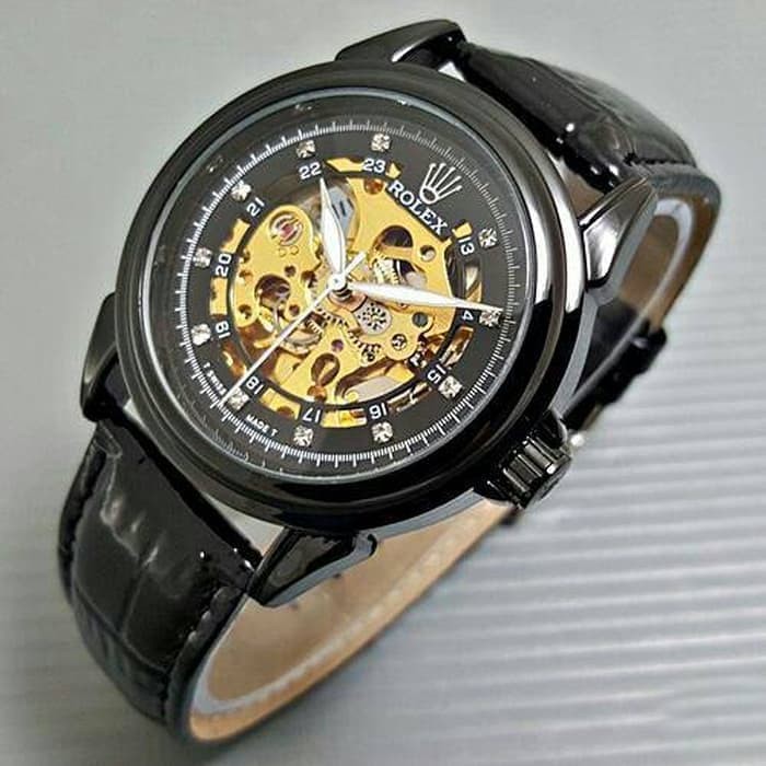 Jam Tangan Rolex Skeleton Automatic Kulit