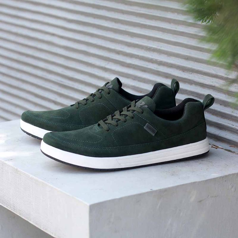 PROMO COD TERMURAH Sepatu Casual Sneakers Pria Hijau Army | Sepatu Cowok Keren Kulit Distro | Sepatu Kets Sekolah Kuliah Kerja