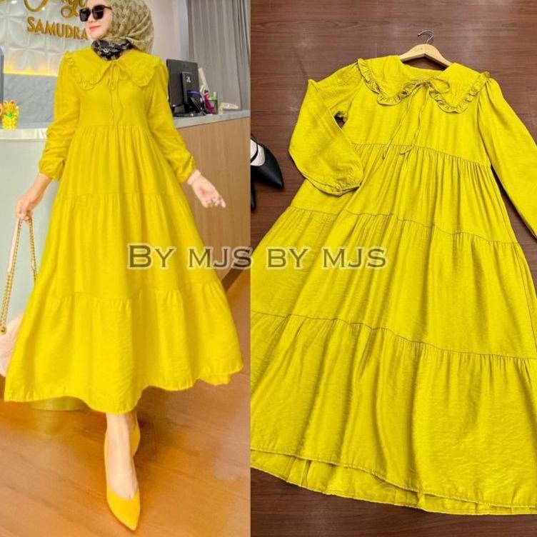 KIRIM HARI INI NAOMI MIDI DRESS MUSLIM POLOS KOREAN STYLE VINTAGE PREMIUM KANCING COD MURAH/ LONG DR
