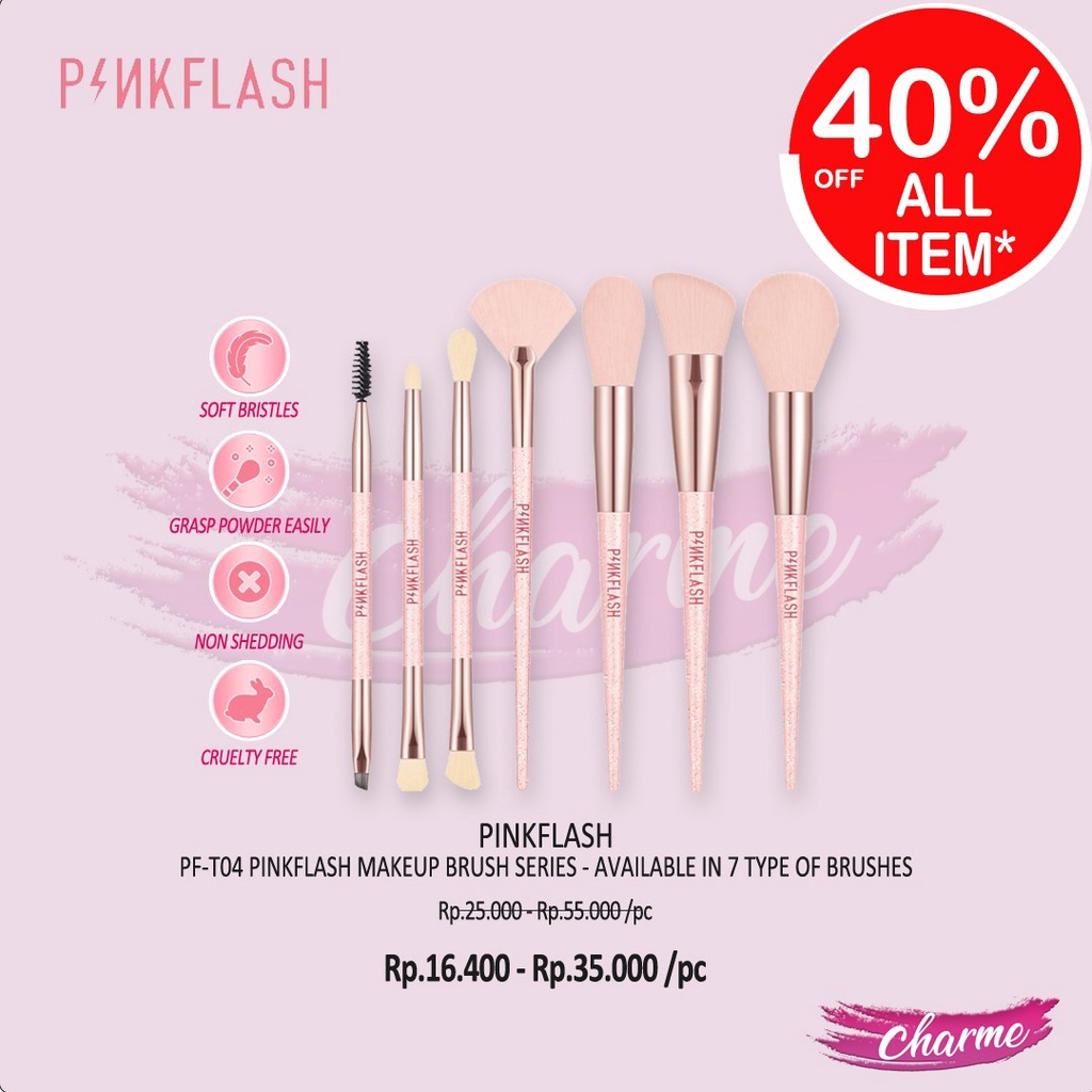 (READY) Pinkflash Pink Flash Makeup Eyeshadow/Countour/Blush Brush Series PF T04