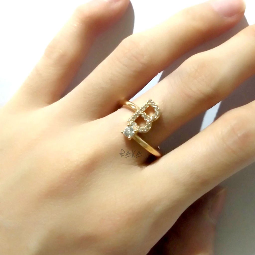 Raka Acc - Cincin Huruf / Abjad / Inisial Berlian Ring Xuping Gold / Emas Perhiasan Wanita