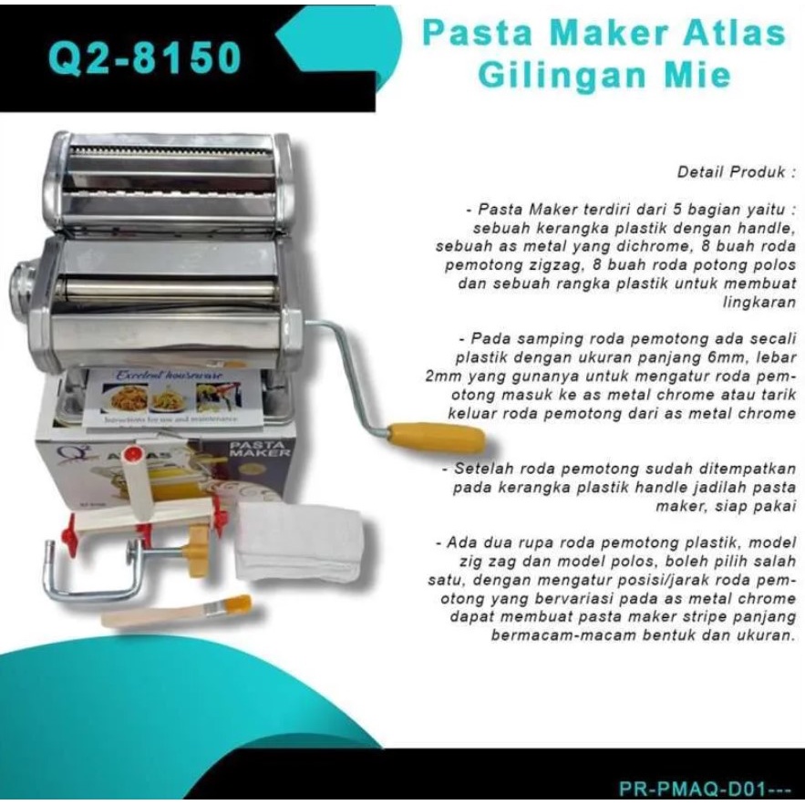 Gilingan Mie Gilingan Pasta Spageti Kulit Molen Pasta Maker Atlas Q2-8150