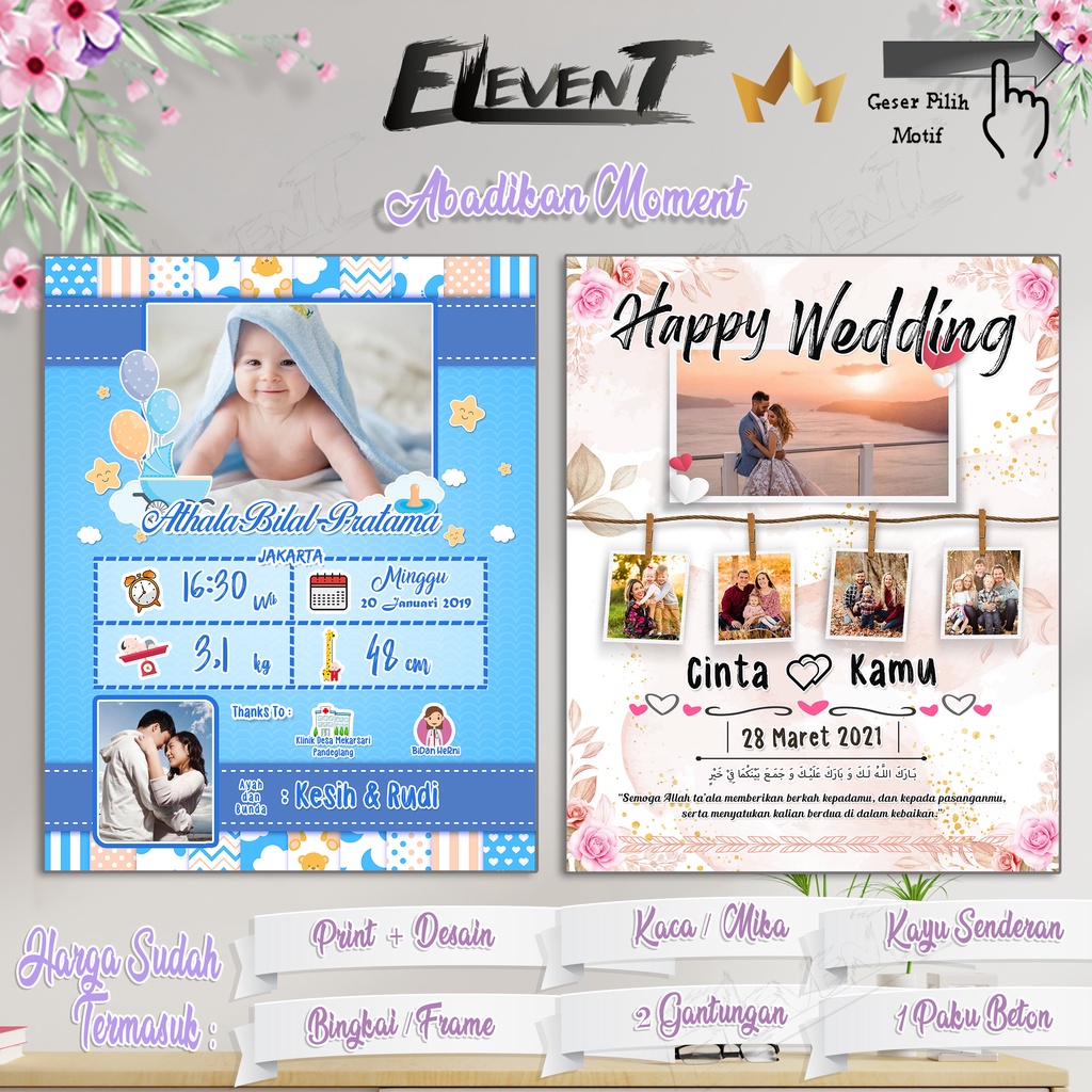 Plus Cetak Bingkai 10R Tanpa Kaca Biodata Anak Bayi Kado Pernikahan Wedding Wisuda Hadiah Ultah Anniversary Happy Family Birthday Graduation Biodata Anak Data Kelahiran Buah Hati Pajangan Free Desain Murah