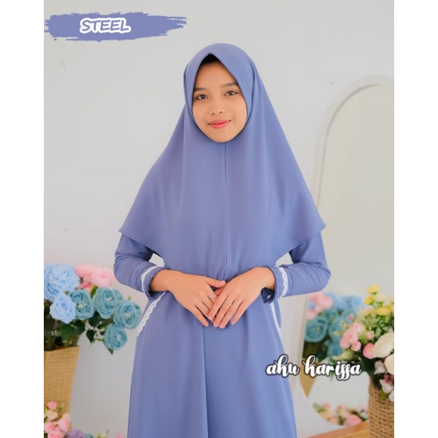 Gamis Set Hijab Syari Anak Tanggung Devina Kids Ori Aku Karissa  Bahan Itycrep Tiffany Terbaru 2022 