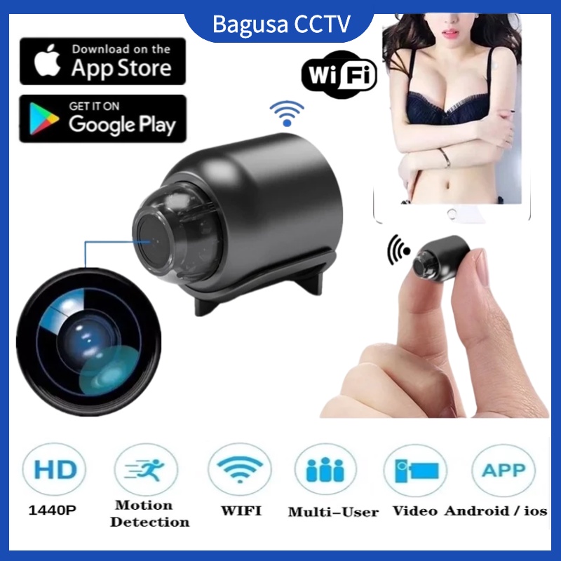 UHD 1440P Hidden Camera Cctv Kecil Tersembunyi Kamera Pengintai Mini Spy Cam Wifi Kamera Cctv Mini B