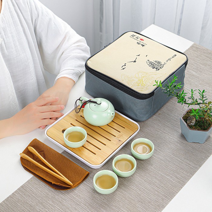 Chinese Tea Set + Case Teko Set Keramik Gift Set Kado Imlek Premium Harga Grosir Termurah