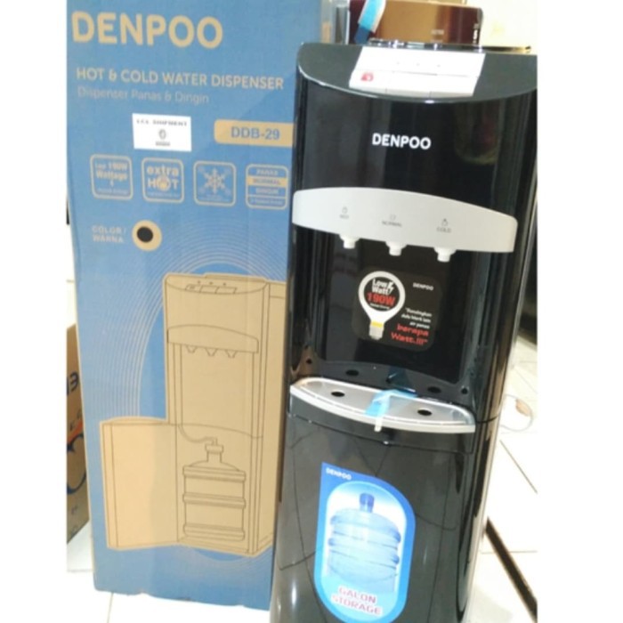 Dispenser Denpoo Galon Bawah DDB 29 3 Kran Low Watt 190 Watt Panas Dingin Normal