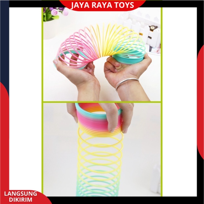 Mainan Anak Terbaru Magic Spring Rainbow Pelangi Diameter 5,5 Mainan Spiral Pelangi Plastik Berkualitas