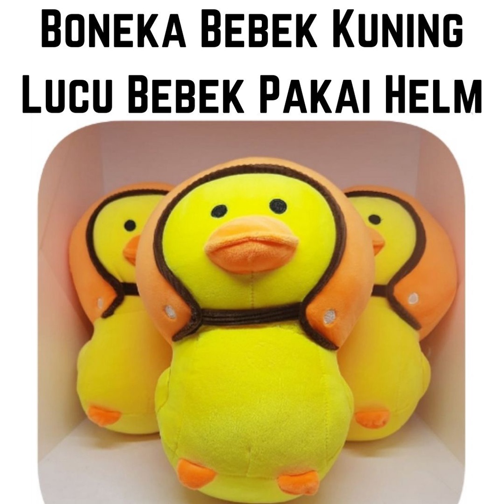 Boneka Bebek Kuning Lucu Bebek Pakai Helm Yellow Duck Boneka Bebek Murah