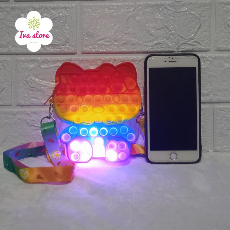 Tas Pop it  LED Unicorn hello kitty Mini