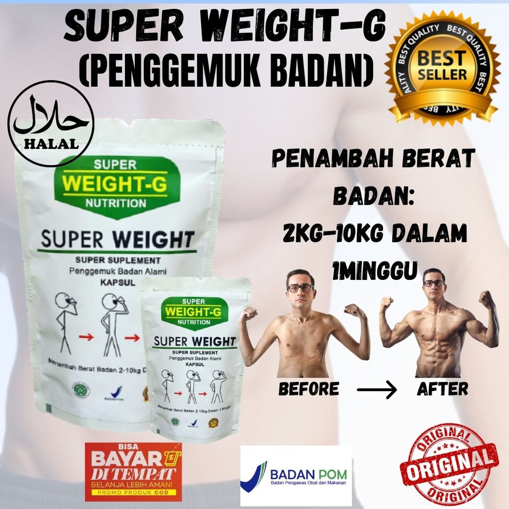 SUPER WEIGHT GAIN KAPSUL PENGGEMUK BADAN TERBUKTI MENAMBAH BERAT BADAN WEIGHT ORIGINAL