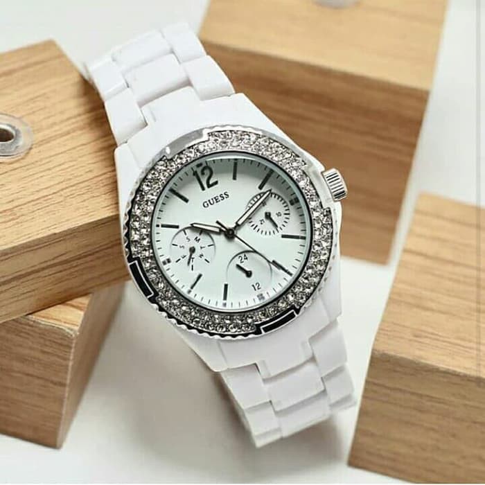 Jam Tangan Wanita / Jam Tangan Cewek Guess Stainless White Silver