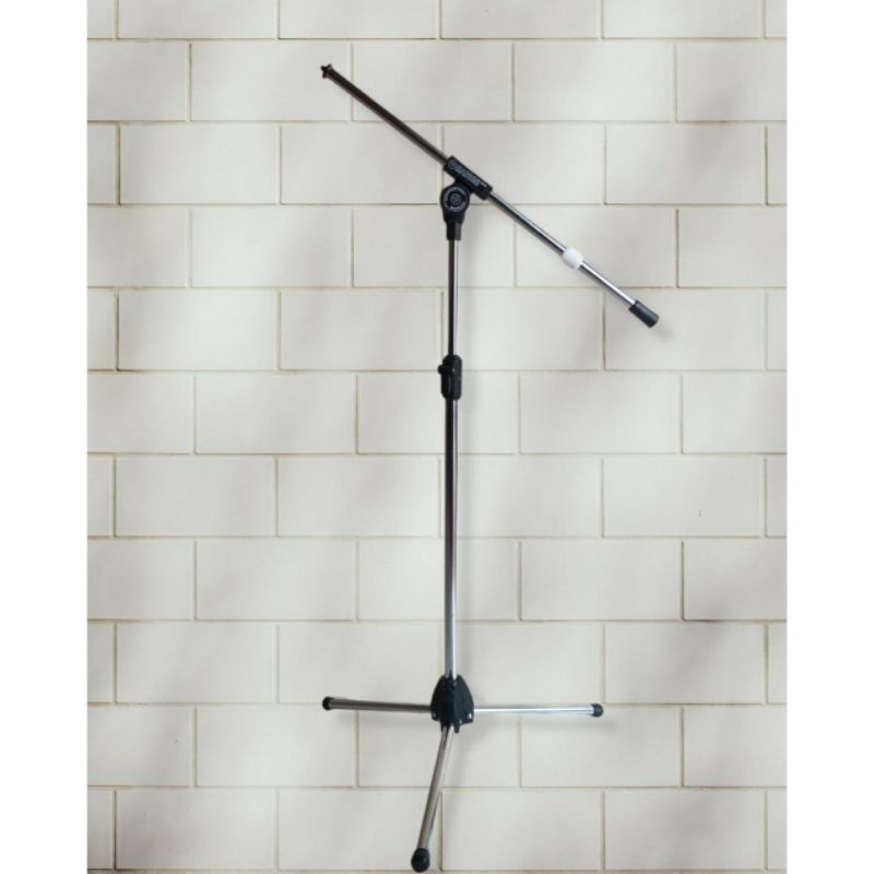 Stand Mic Panjang Maruni - Free 1 Buah Holder Mic bahan STAINLESS CHROME