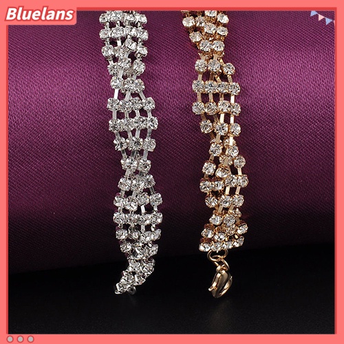 Bluelans Fashion Women Gold Silver Plated Clear Crystal Chain Bracelet Bangle Jewelry