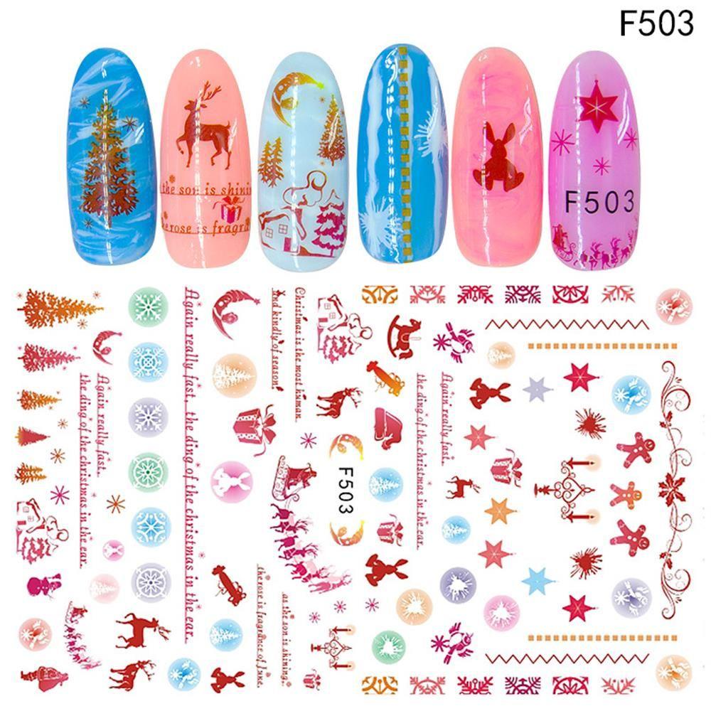 Preva Stiker Nail Art Halloween Baru Snowmen Santa Claus Snowflakes