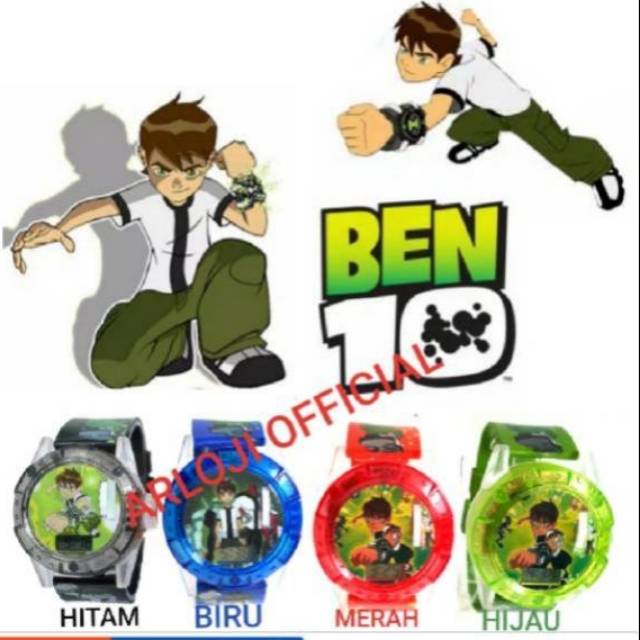 Jam tangan BEN10  music  LED proyektor Bonus baterai  jam