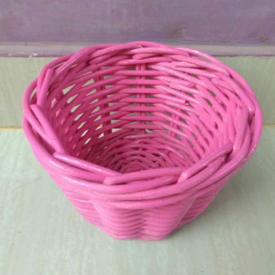 keranjang rotan bulat parcel / seserahan / sovenir / penyimpanan / hiasan murah 15X10X10 cm