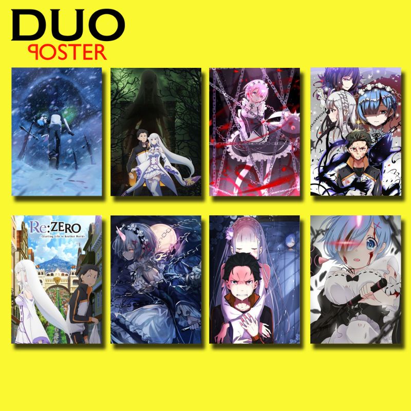 Jual poster anime re zero / hiasan dinding anime re zero / paket ( 8