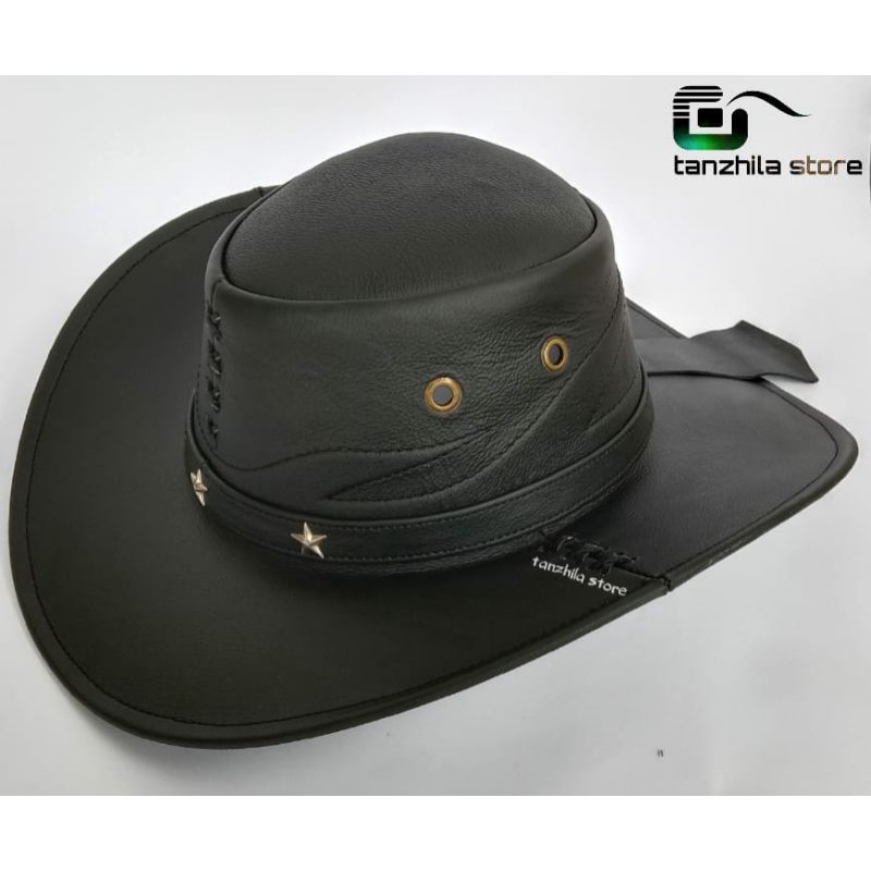 Topi Koboi Kulit Asli