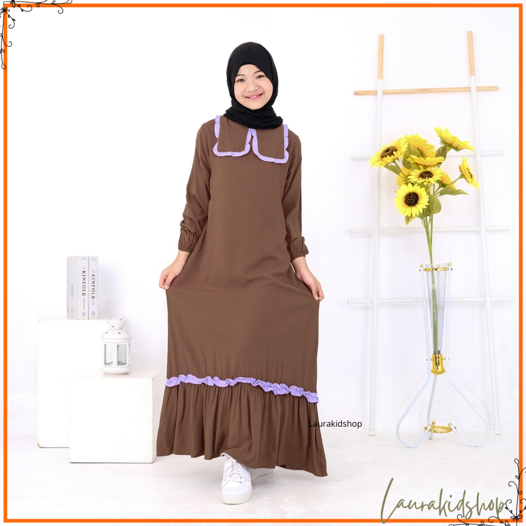 Gamis Anak / Gamis Anak Perempuan / Baju Muslim Anak Perempuan Bianca By Laurakids 5-10 Tahun