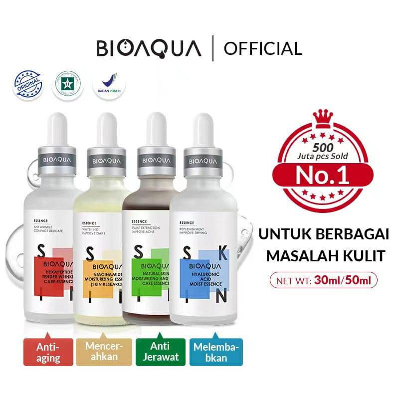 BPOM BIOAQUA Face Serum Skincare 30ml/50ml Niacinamide Brightening Serum/Hyaluronic Acid Serum/Anti Aging/Acne Serum jerawat dan bekas jerawat/Hydrating Serum Essence Wajah / BS