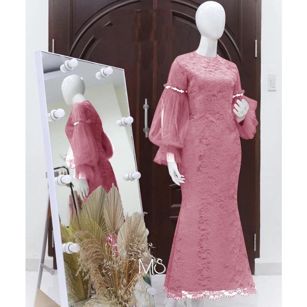 2UKURAN L DAN XXL MAXY DIANDRA PAKAIAN WANITA DRESS GAMIS MAXI BRUKAT MS ADA VIDEO REAL PICT