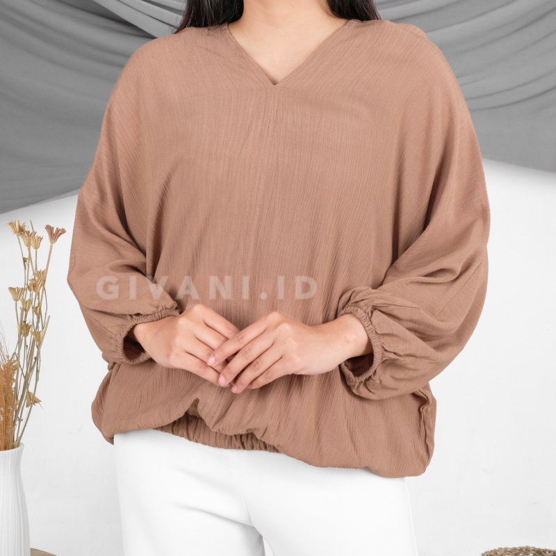 Blouse Wanita Jumbo Oversize Outfit Baju Atasan Wanita Big Size Ootd Blus Wanita Lengan Panjang-Milo