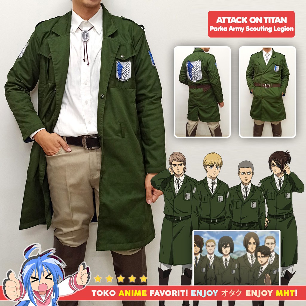 Jaket Parka Military Scouting Legion Survey Corps Paradise Shingeki no Kyojin Attack On Titan AOT