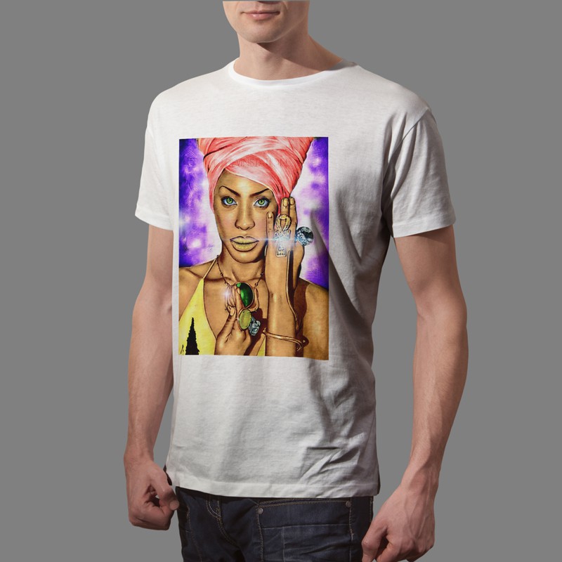 Kaos Erykah Badu Tshirt Casual Bahan Katun Unisex T-Shirt
