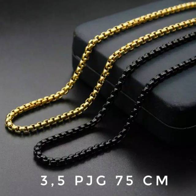 Kalung Pria Hitam Titanium Original Rantai Black