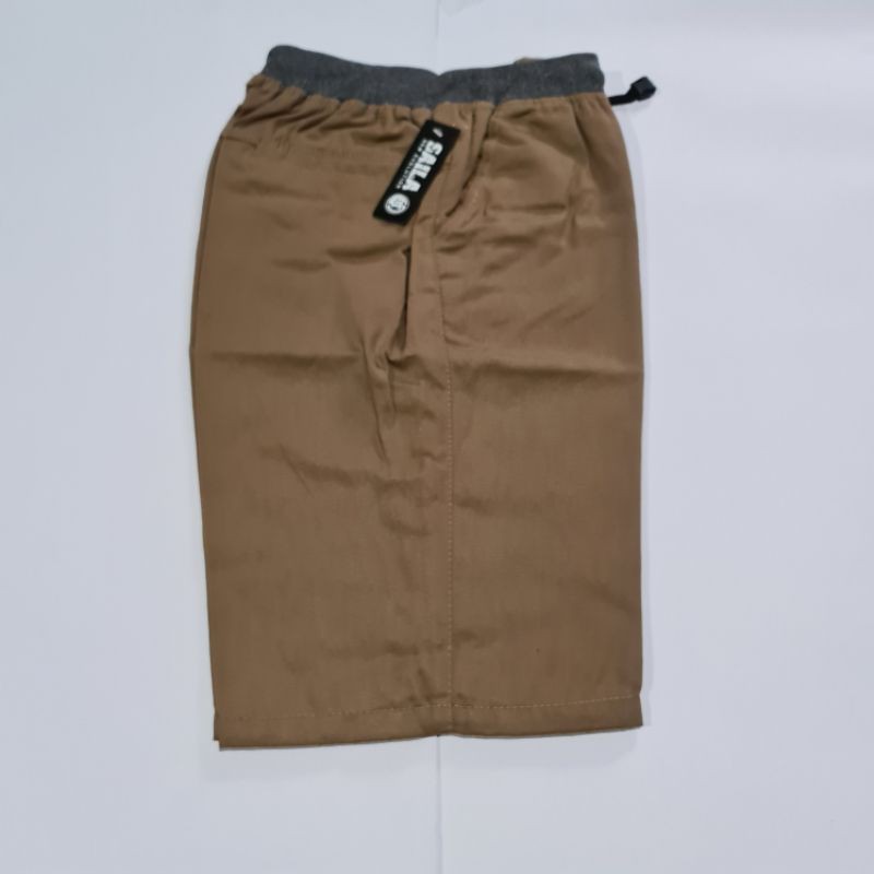 BIG SIZE] Celana Chino Pendek Pria mick pinggang karet rip katun twill krem coklat surfing santaI