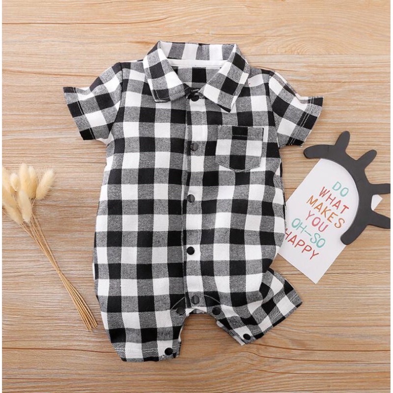 BabyGo ROMPER BAYI KERAH KOTAK KOTAK [SNI] Cotton / Baju Bayi Fashion