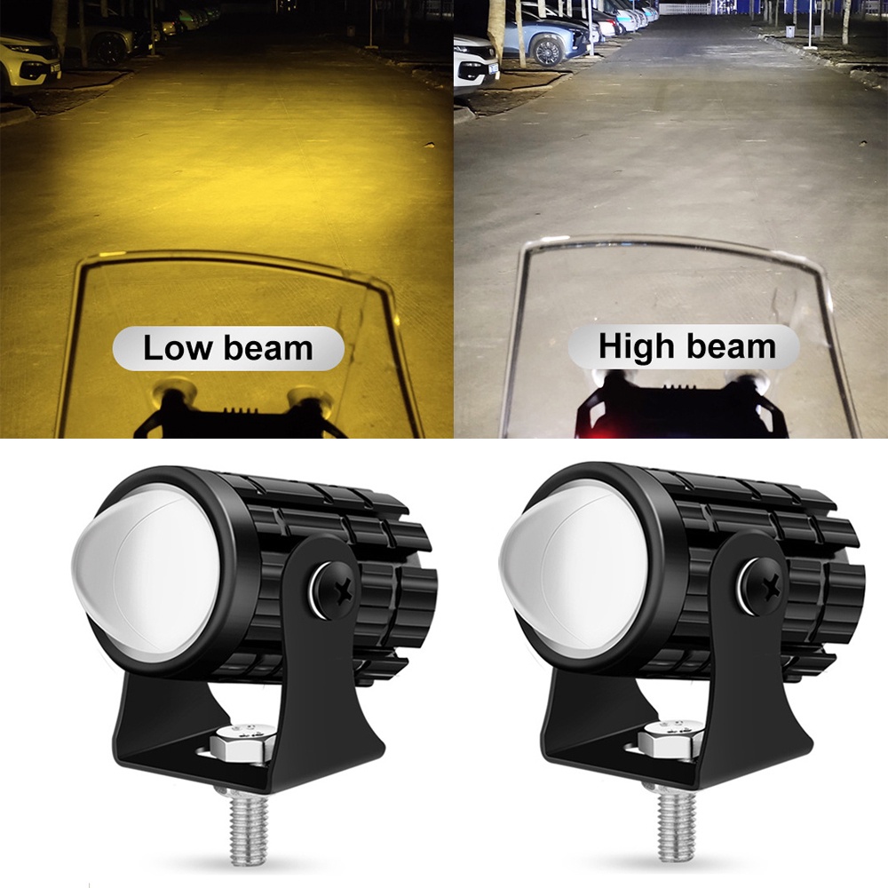 Lampu Depan LED Lensa Fish Eye Warna Putih Kuning Untuk Motor Skuter