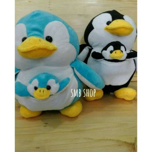 Boneka Pinguin Mom and Baby Alaska Sampolaino Lucu