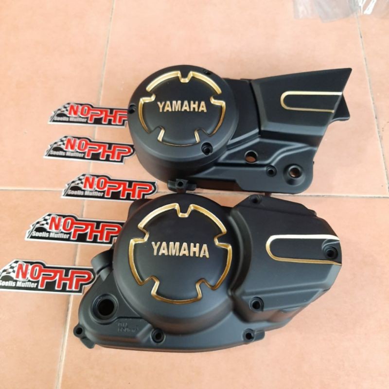 Kalter Rx King New Bak Mesin RX King New sepasang Kanan Kiri Hitam List gold Dop Dof