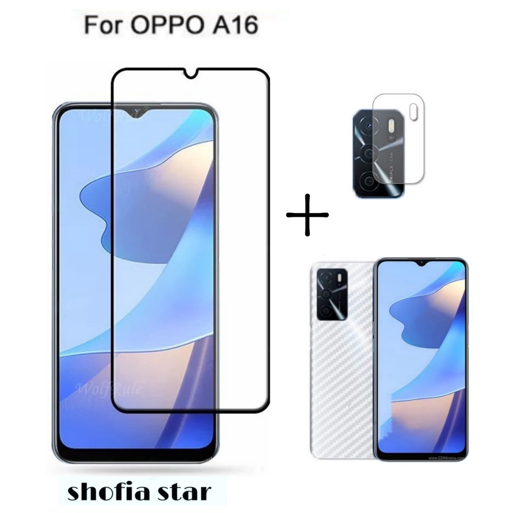 PROMO 3IN1 TEMPERED GLASS OPPO A16 A16E A15 A15s A5/A9 2020 ANTI GORES KACA FULL LAYAR