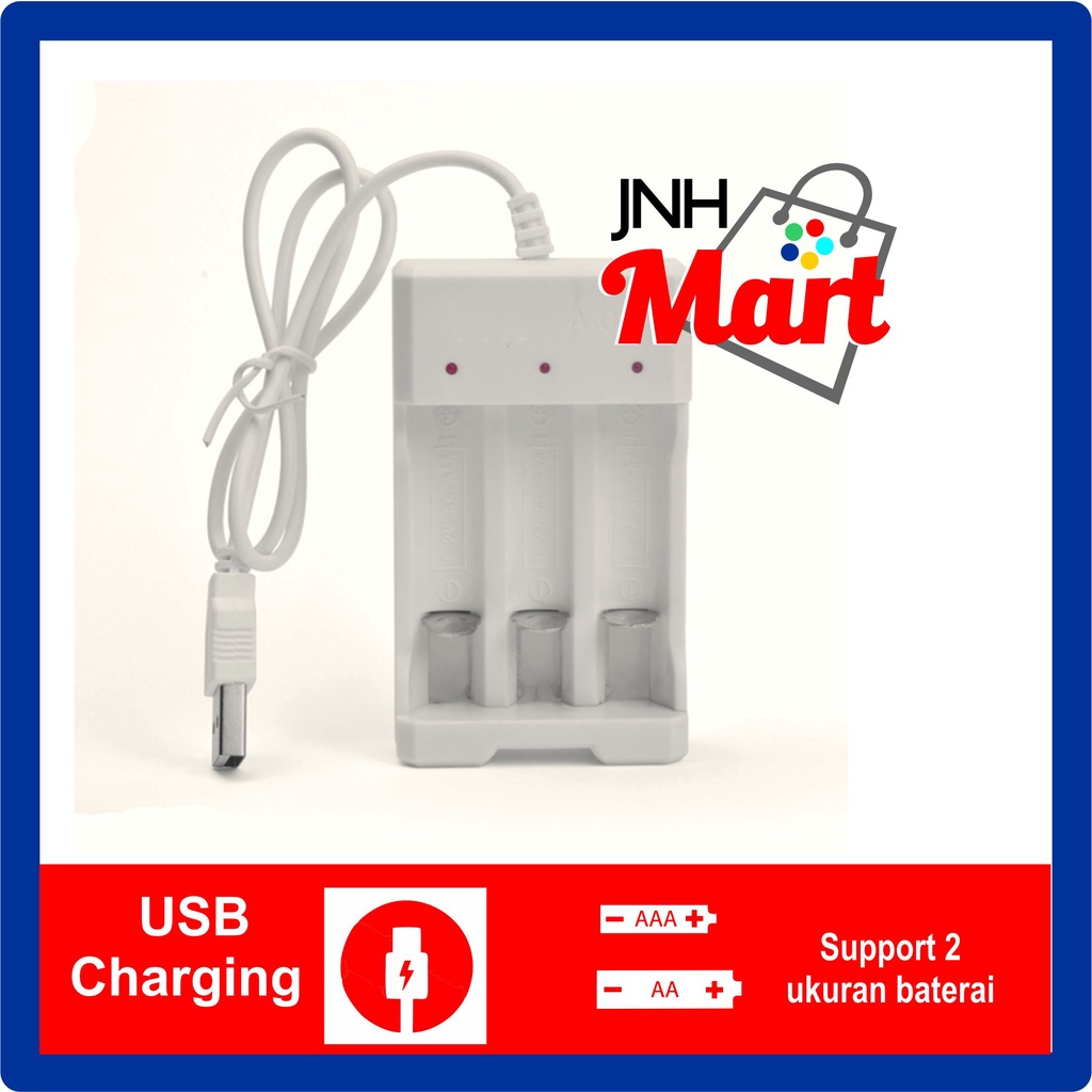 Charger Cas USB Baterai AA AAA 3 Slot 4 Slot Isi Ulang