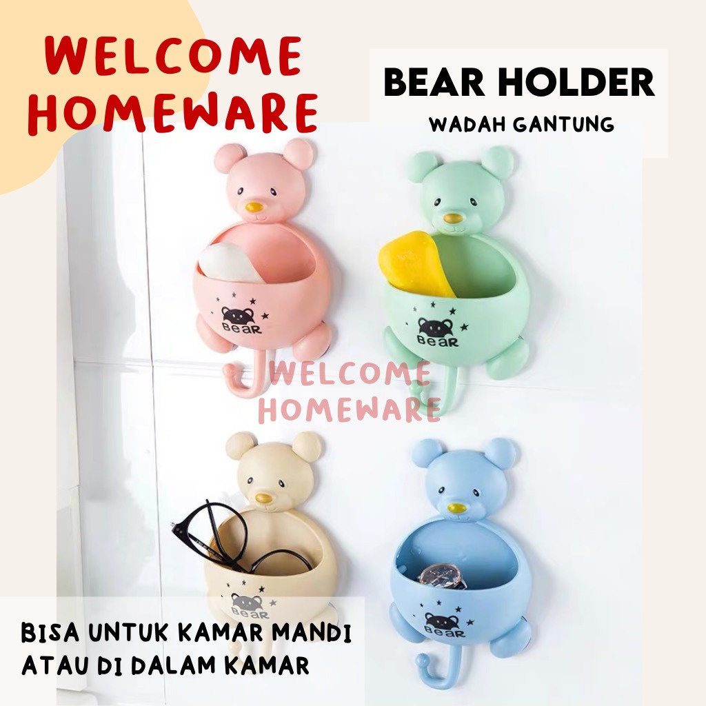 Bear Holder Rak Gantungan Kamar Mandi Tidur Aksesoris Gantung Storage