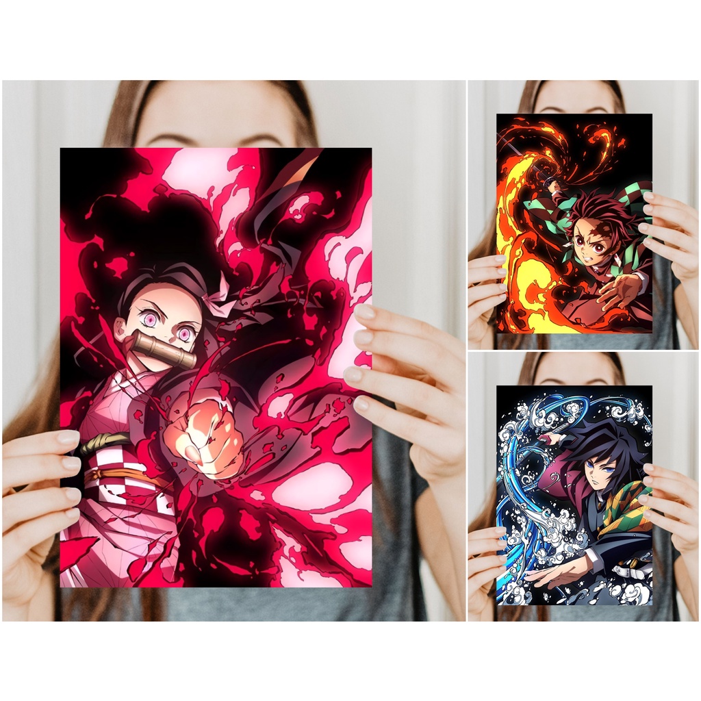 Koleksi Poster Anime Kimetsu no Yaiba / Demon Slayer A - Tanjirou Nezuko Zenitsu Inosuke Giyuu Shinobu Rengoku - Size A4+